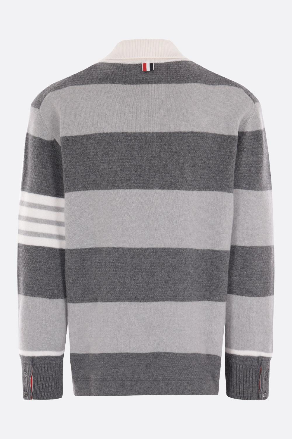 THOM BROWNE pullover polo 4bar in lana Sconti VIP