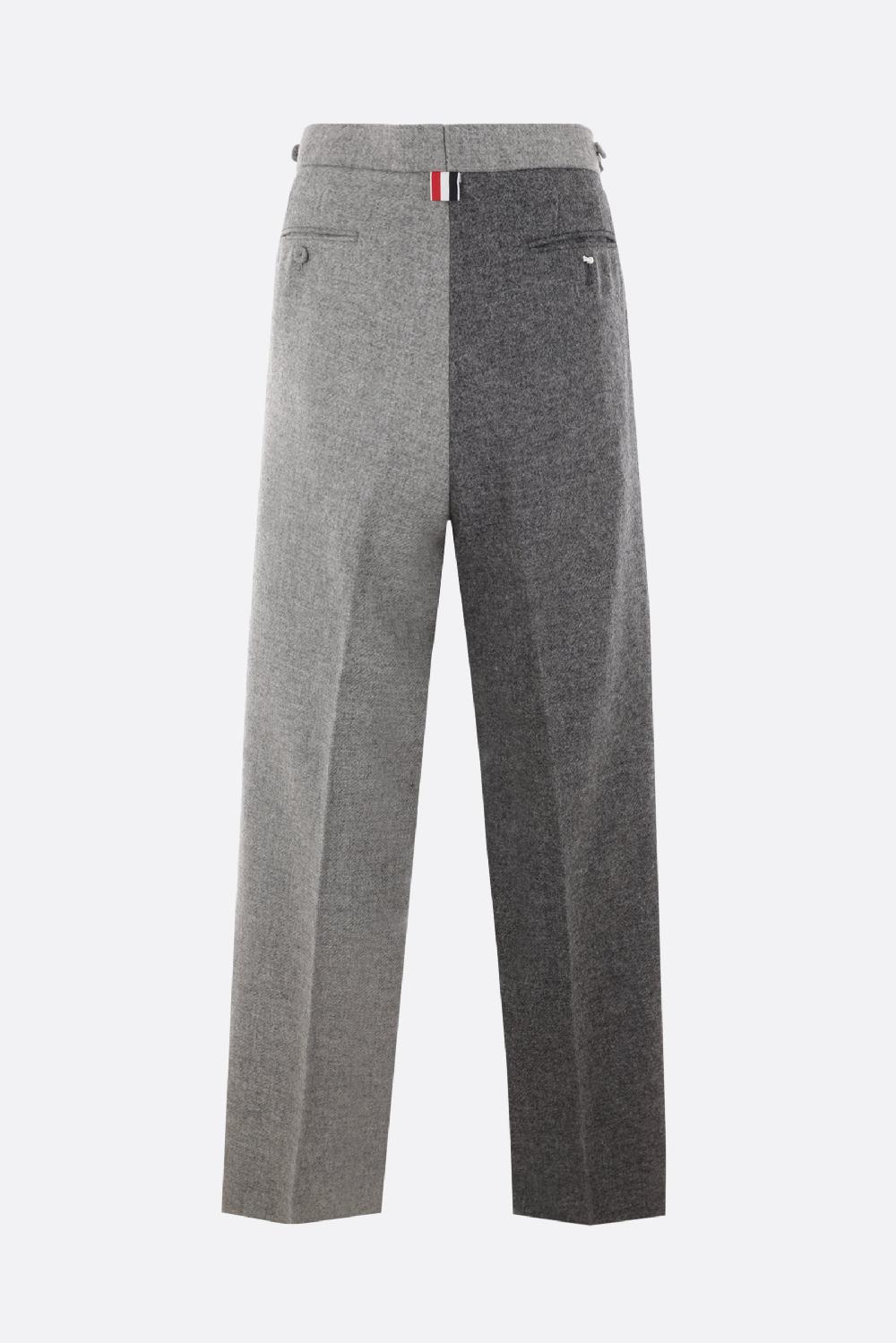 THOM BROWNE pantalone a gamba larga in lana shetland ACQUISTA ORA