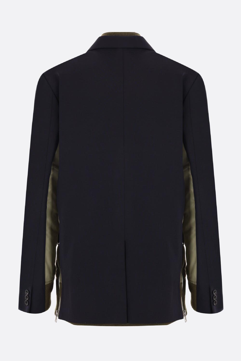 SACAI blazer monopetto imbottito in grain de poudre e nylon Sostegno trimestrale