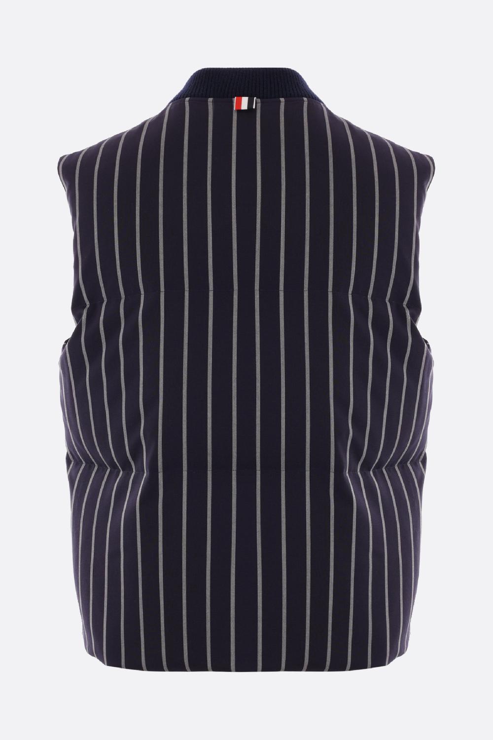 THOM BROWNE piumino smanicato in lana a righe Esporta salva