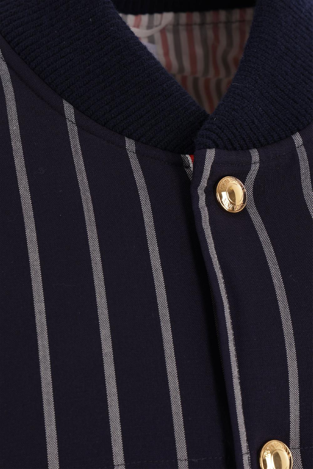 THOM BROWNE piumino smanicato in lana a righe Esporta salva