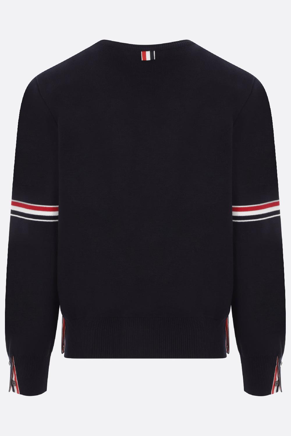 THOM BROWNE pullover in cotone intarsio tricolor Promozione
