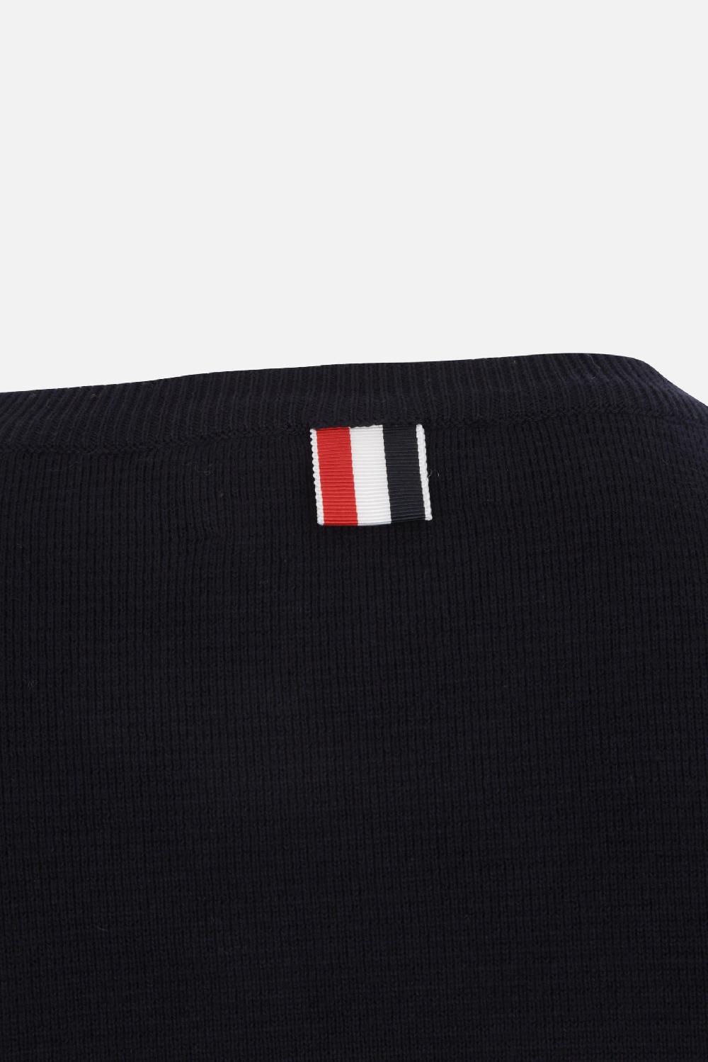 THOM BROWNE pullover in cotone intarsio tricolor Promozione