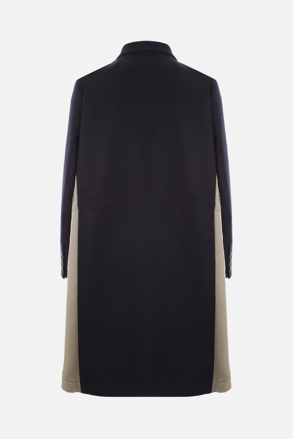 SACAI cappotto monopetto Melton in lana e nylon Economico