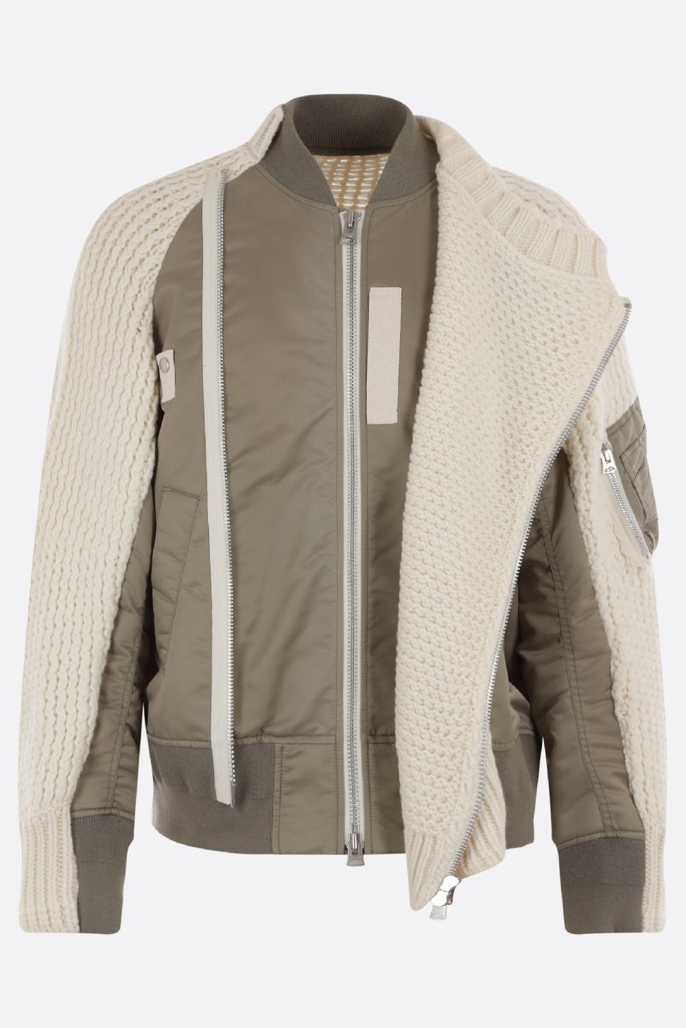 SACAI giubbotto bomber in maglia e nylon Saldi Di Fabbrica