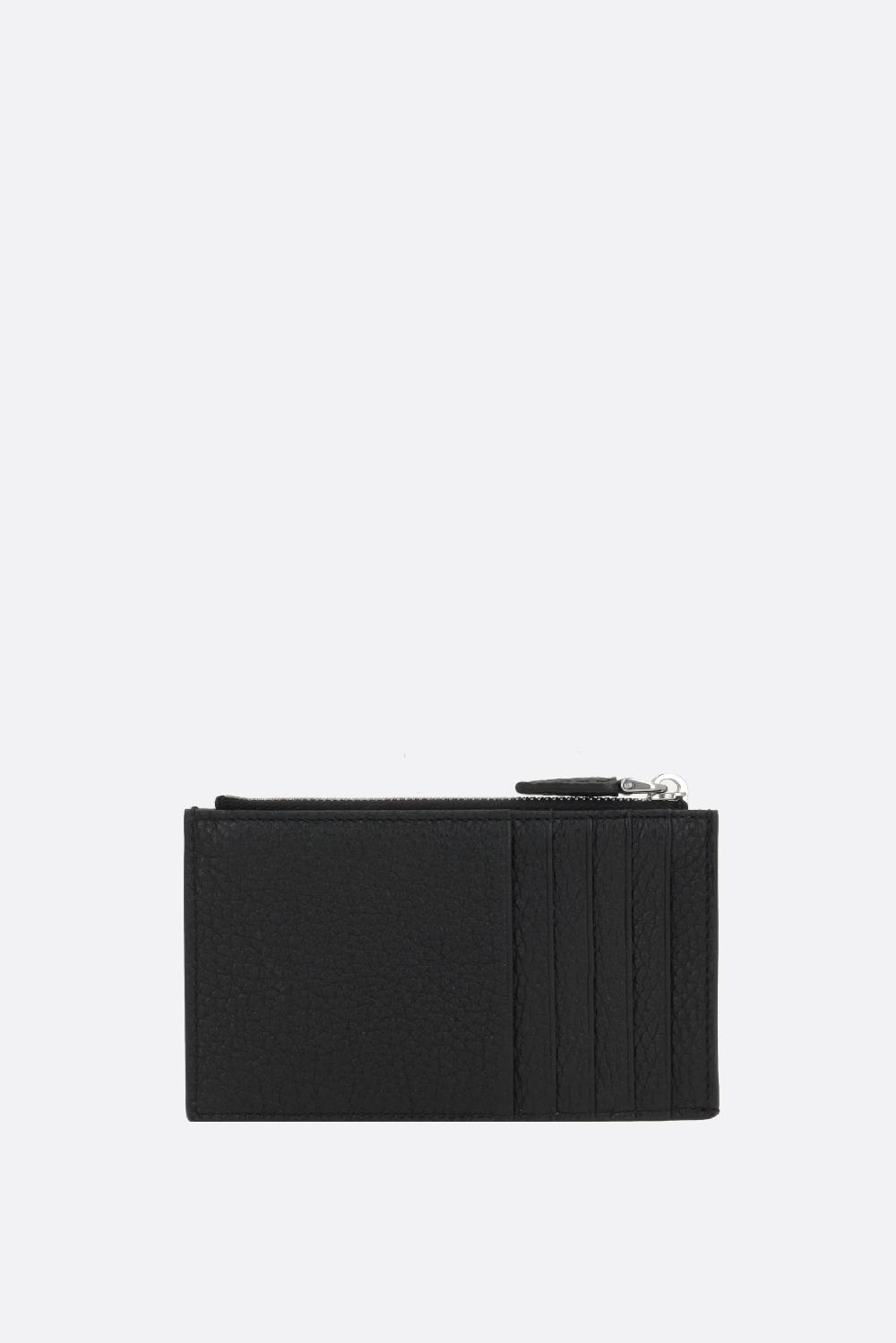PRADA porta carte con zip in pelle martellata Liquidazione