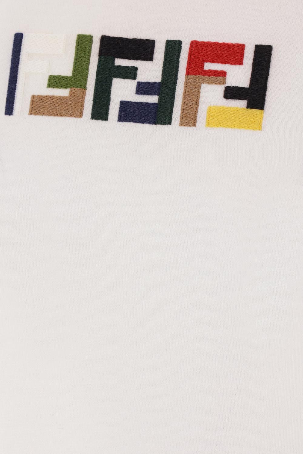 FENDI t-shirt in cotone ricamo Triple FF Enormi sconti