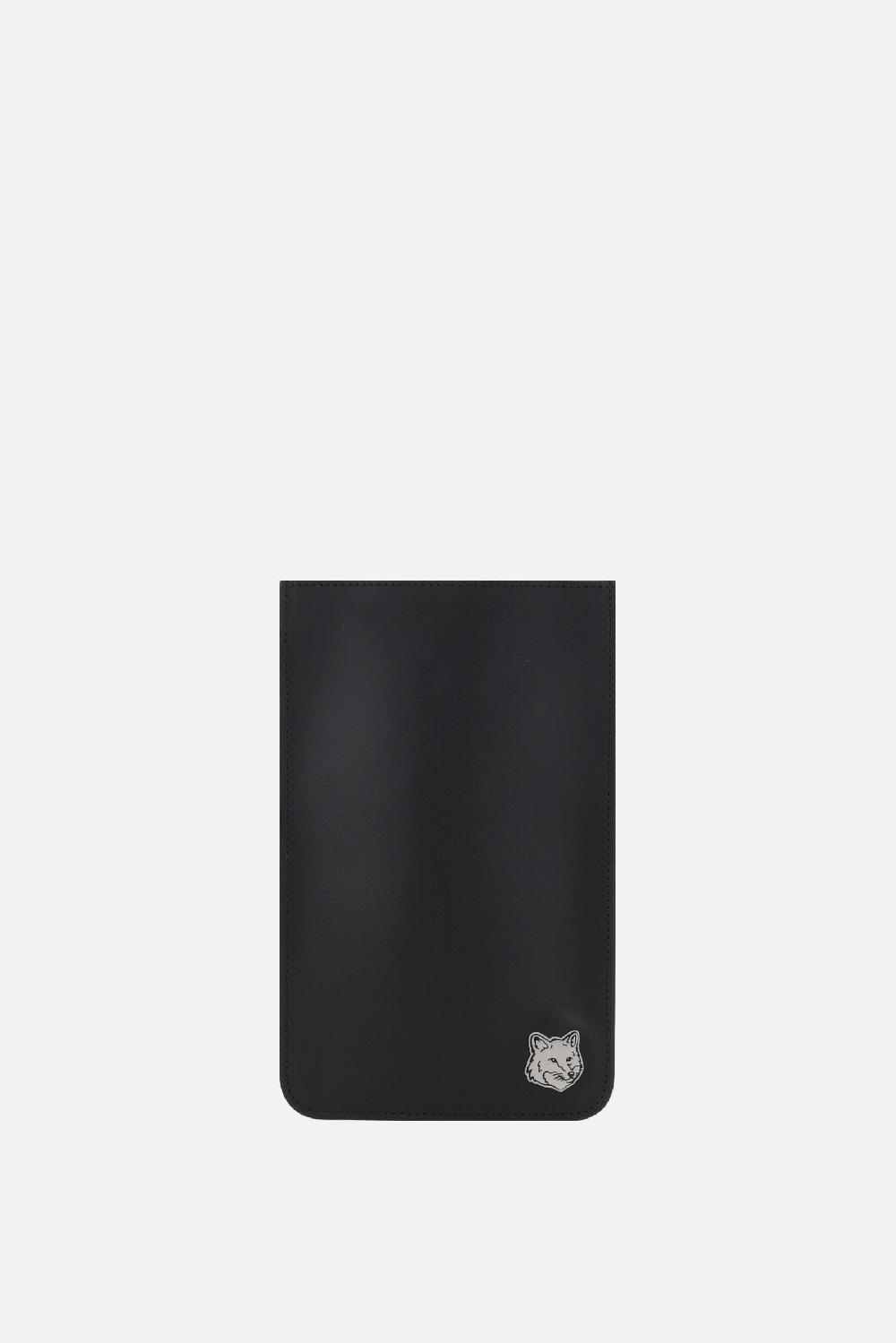 MAISON KITSUNÉ porta smartphone Fox Head in pelle liscia Officina