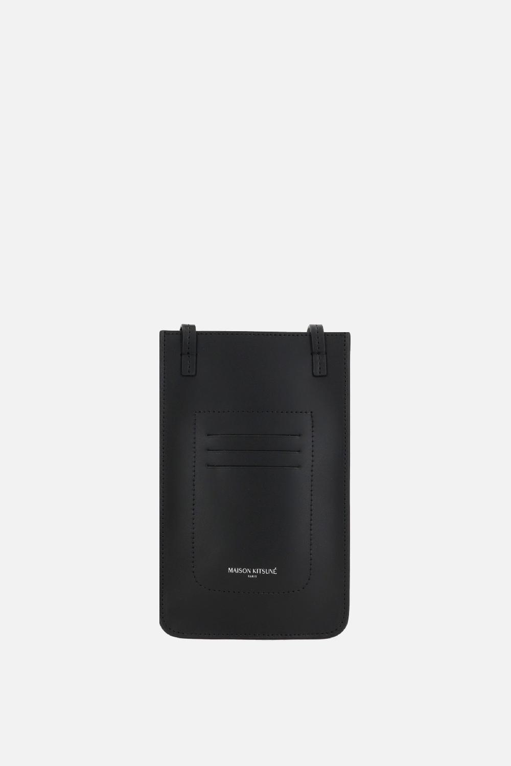 MAISON KITSUNÉ porta smartphone Fox Head in pelle liscia Officina
