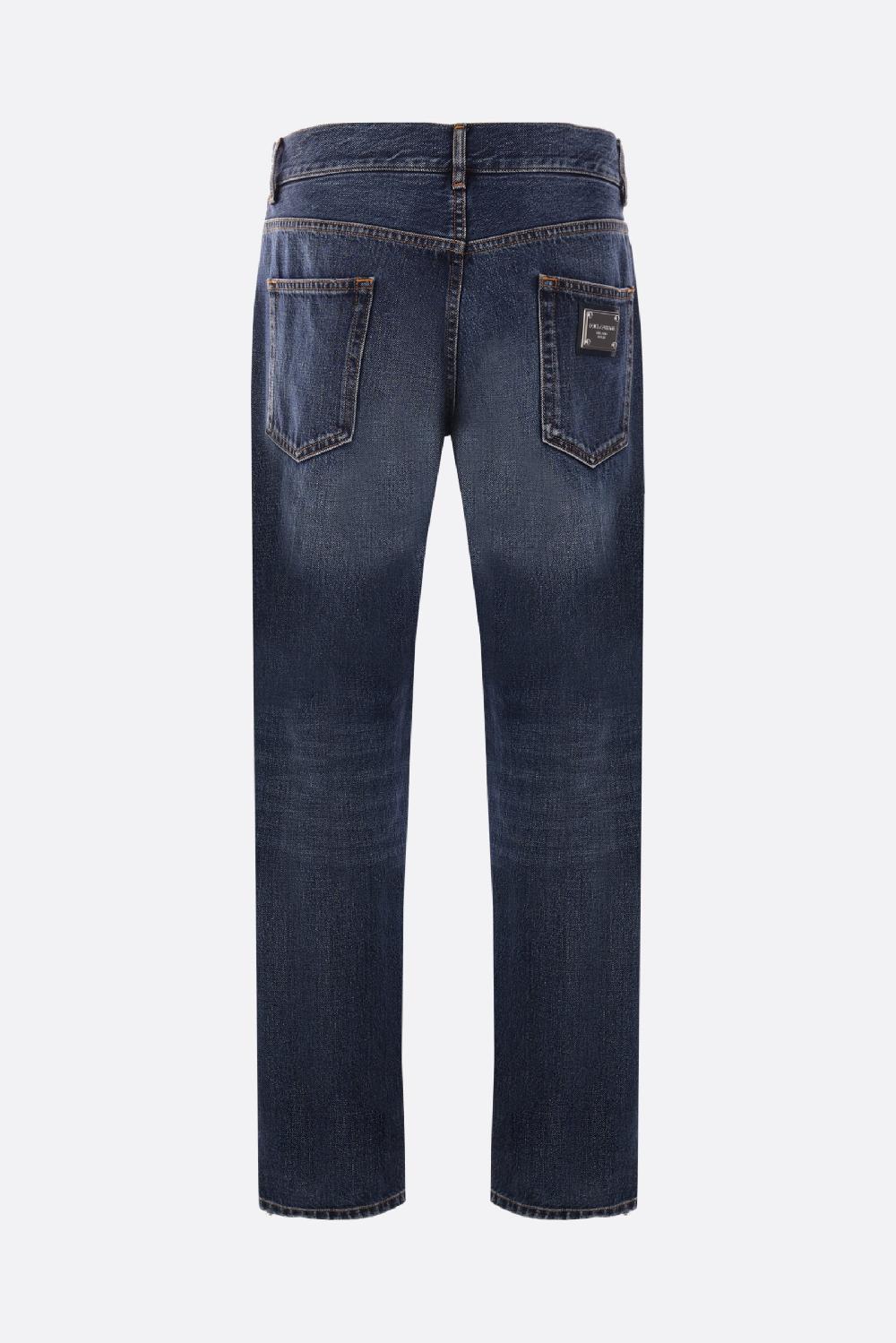 DOLCE & GABBANA jeans regular-fit in denim con placca logo Fino Al -60%