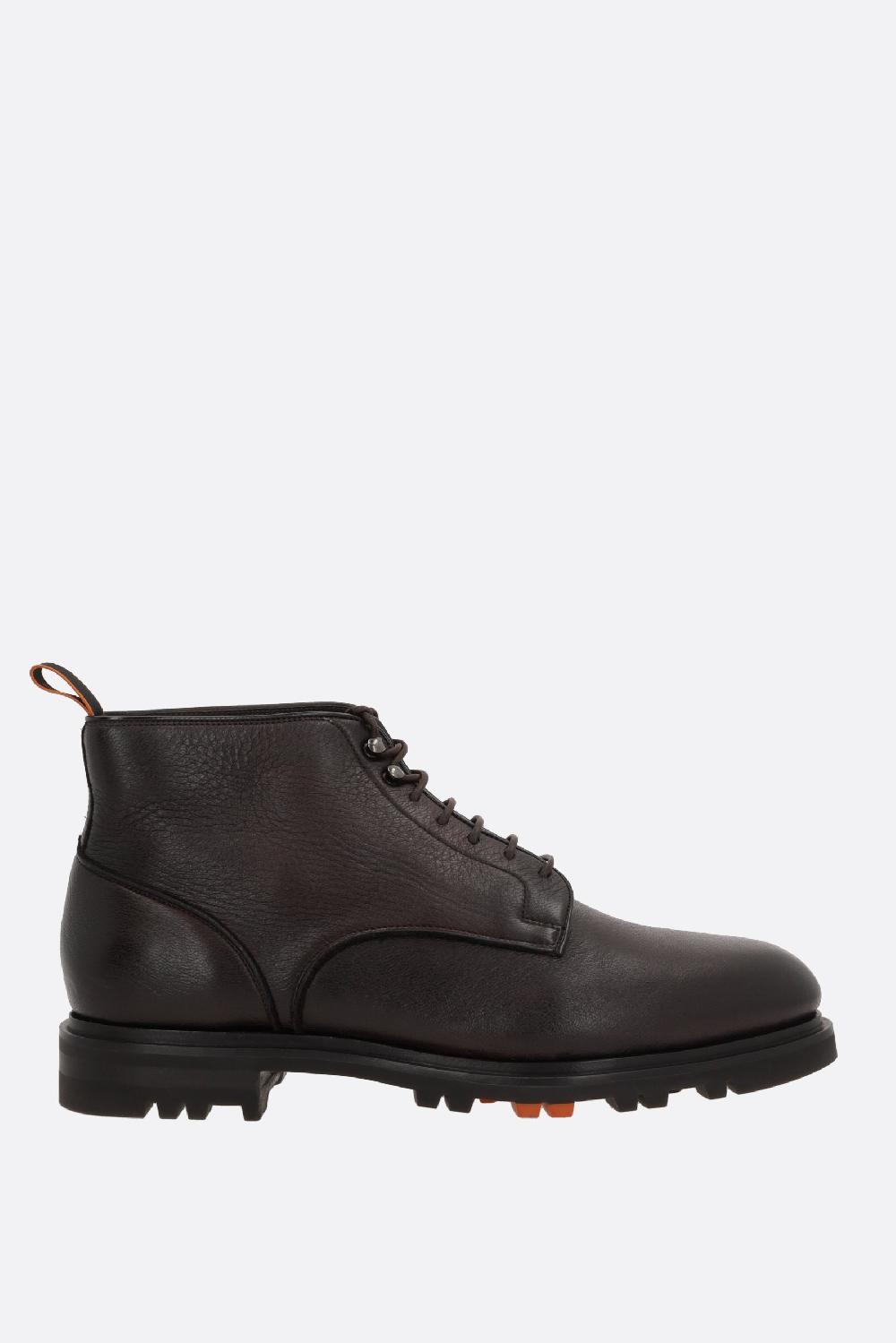 SANTONI stivaletto stringato Logan in pelle martellata