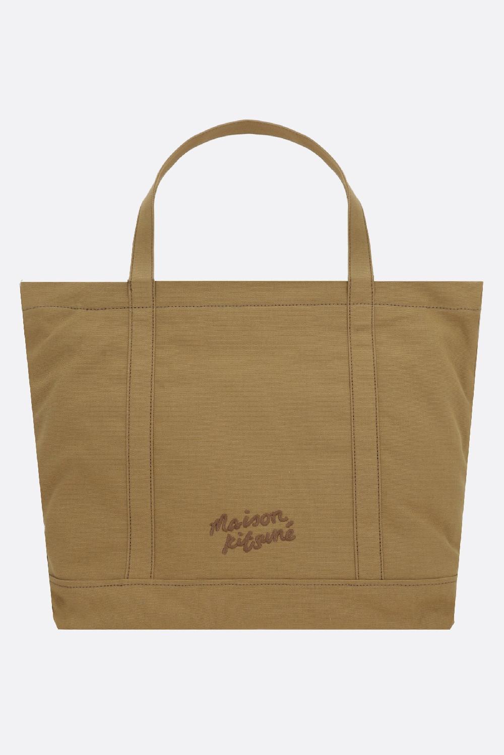 MAISON KITSUNÉ borsa tote Fox Head large in canvas Spedizione gratuita