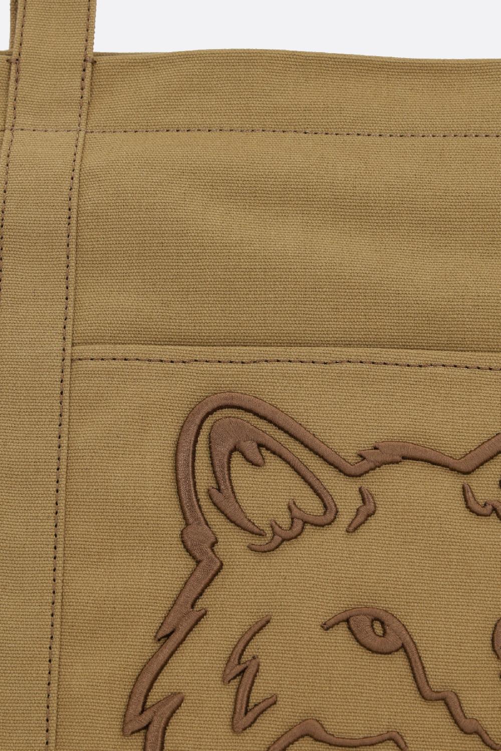 MAISON KITSUNÉ borsa tote Fox Head large in canvas Spedizione gratuita