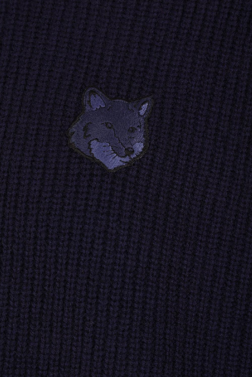 MAISON KITSUNÉ pullover in misto lana patch Bold Fox Head Grande vendita