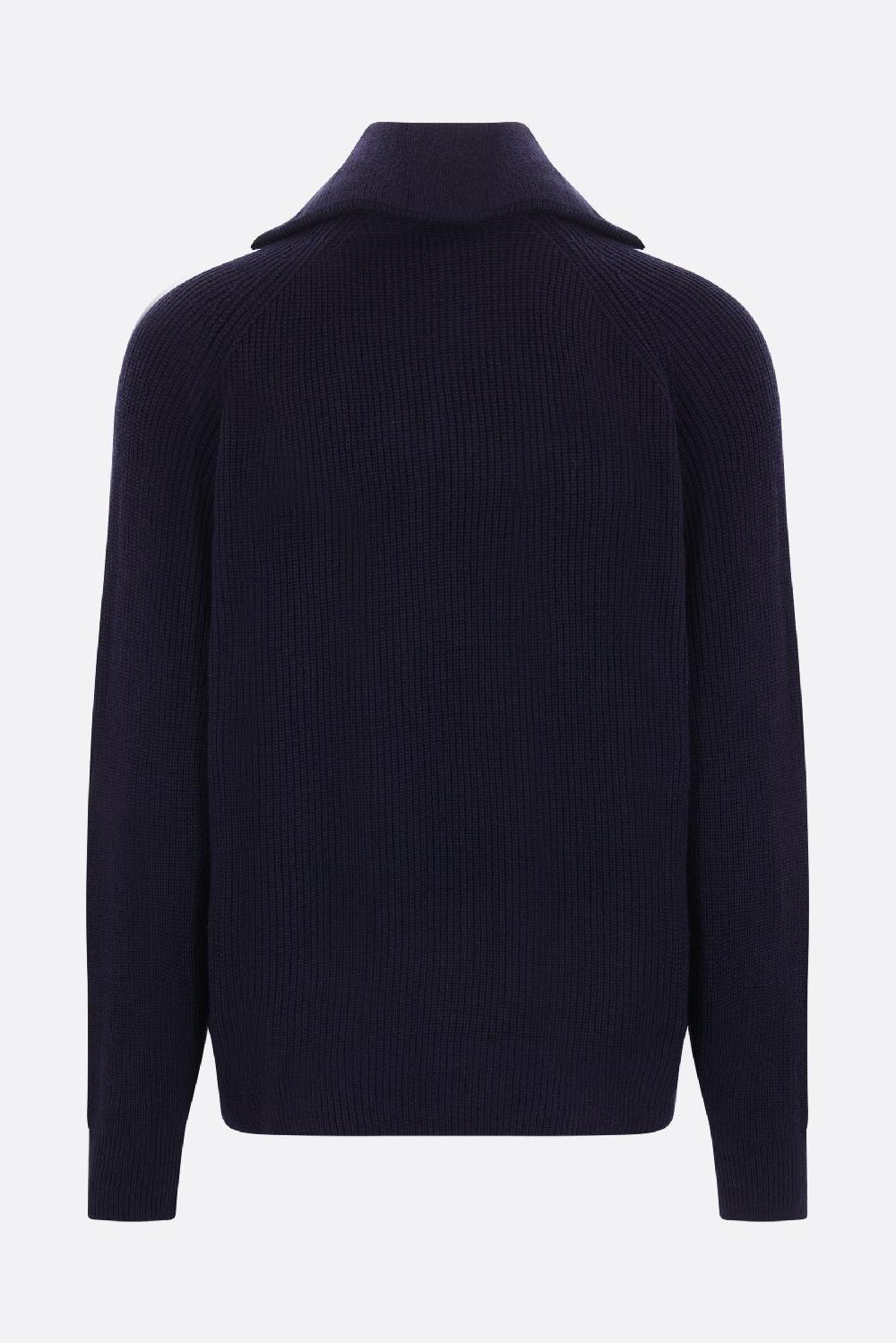 MAISON KITSUNÉ pullover half-zip in misto lana patch Bold Fox Head Flash Sale
