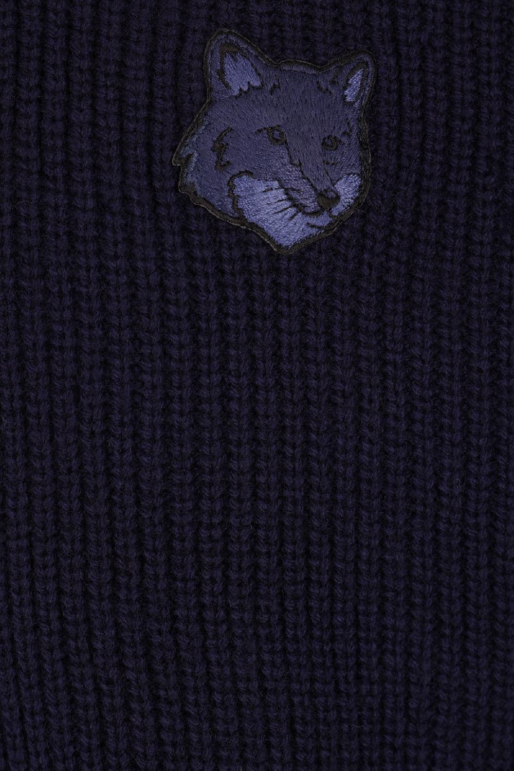 MAISON KITSUNÉ pullover half-zip in misto lana patch Bold Fox Head Flash Sale