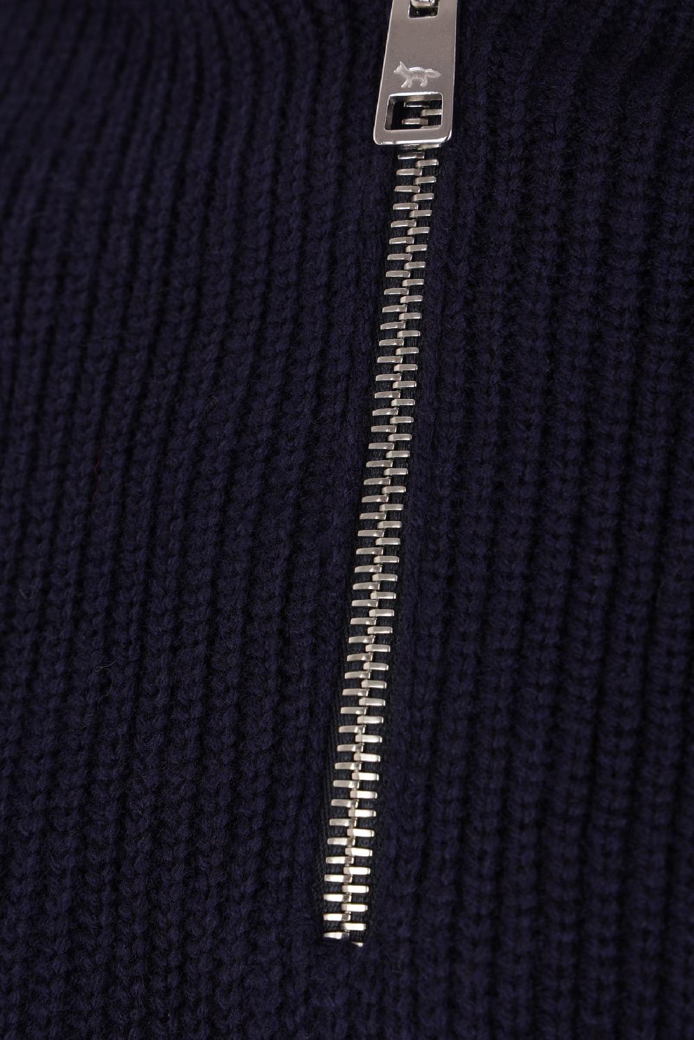 MAISON KITSUNÉ pullover half-zip in misto lana patch Bold Fox Head Flash Sale