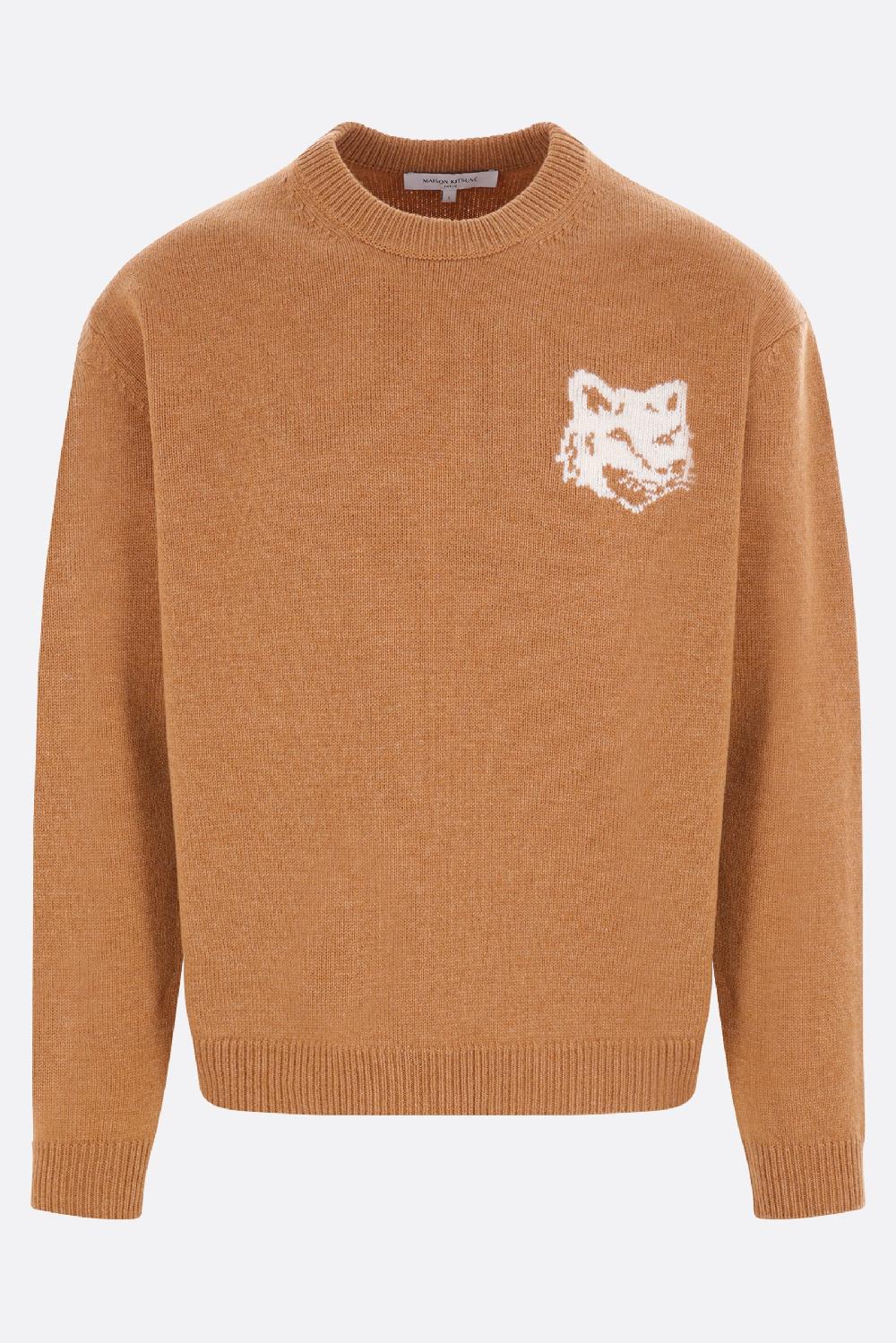 MAISON KITSUNÉ pullover in lana intarsio Fox Head Offerta esclusiva