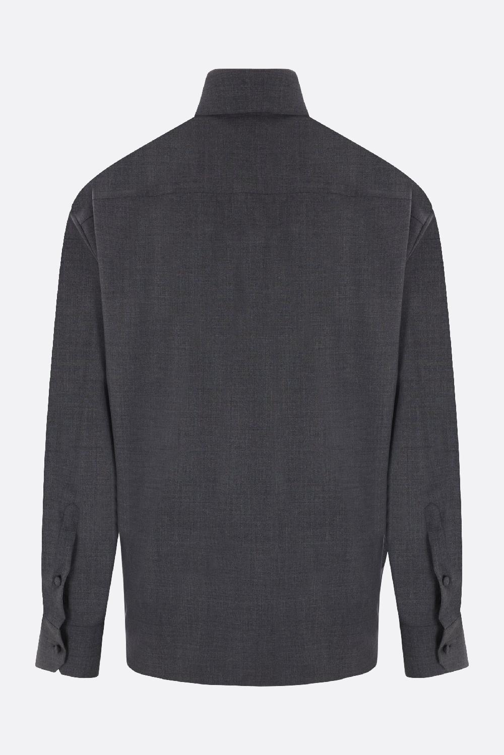 VALENTINO GARAVANI camicia in lana con V Detail Offerta speciale della fabbrica