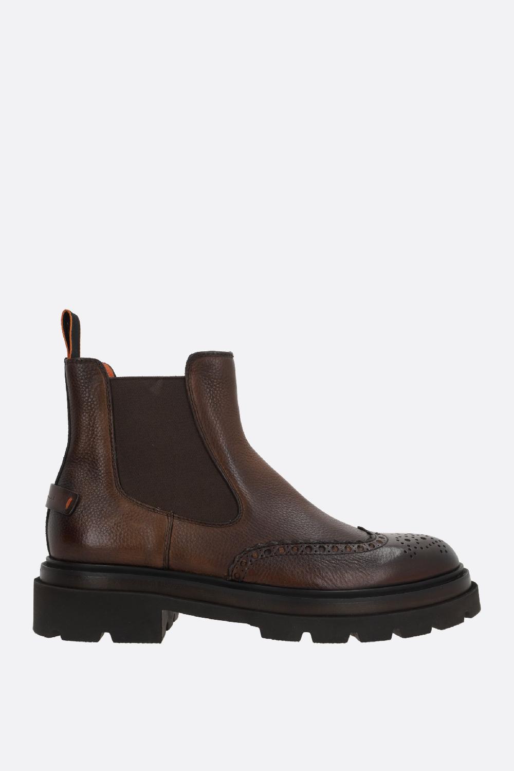 SANTONI stivaletto Blockage in pelle matellata Super sconto