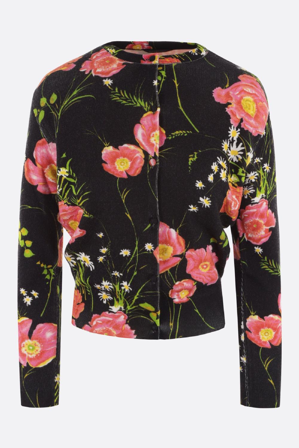 BALENCIAGA cardigan cropped in lana stampa Poppy Convenienza