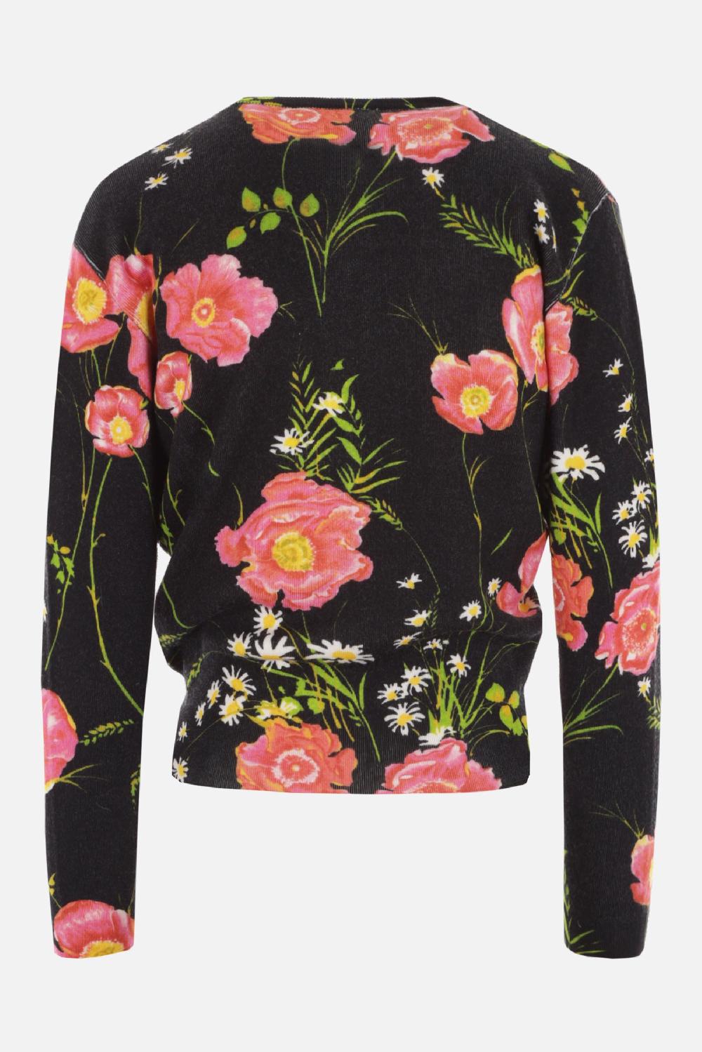 BALENCIAGA cardigan cropped in lana stampa Poppy Convenienza