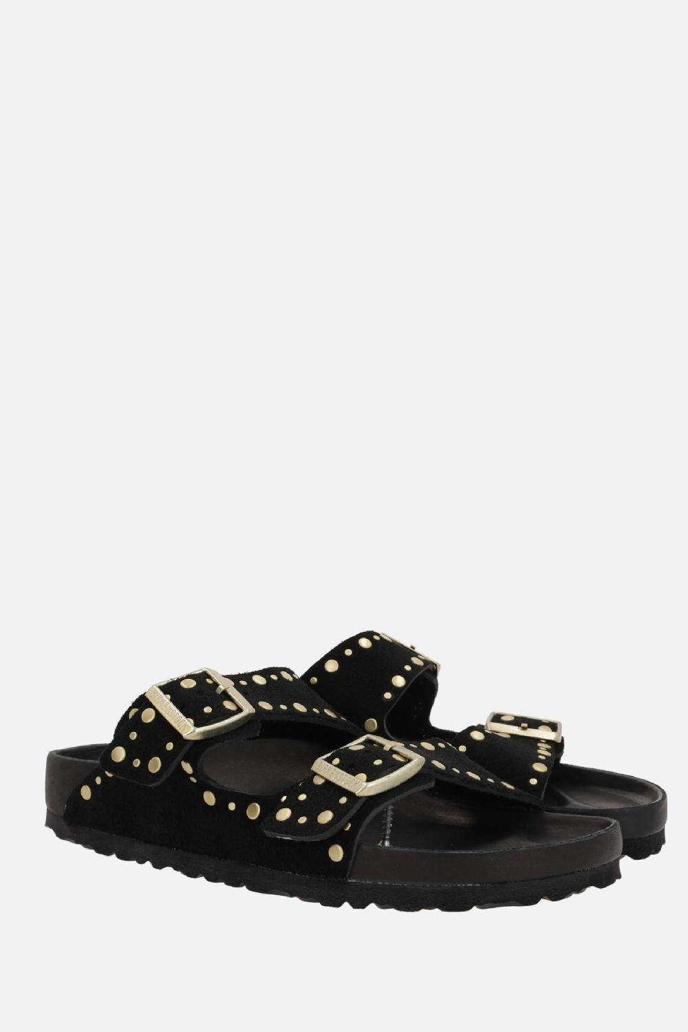 BIRKENSTOCK sandalo flat Arizona Rivet Border in suede (Narrow Fit) Spedizione gratuita