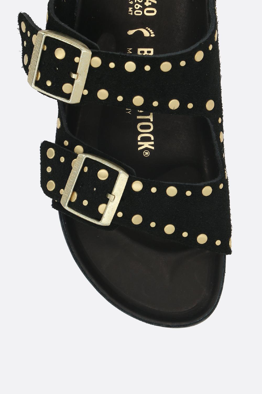 BIRKENSTOCK sandalo flat Arizona Rivet Border in suede (Narrow Fit) Spedizione gratuita