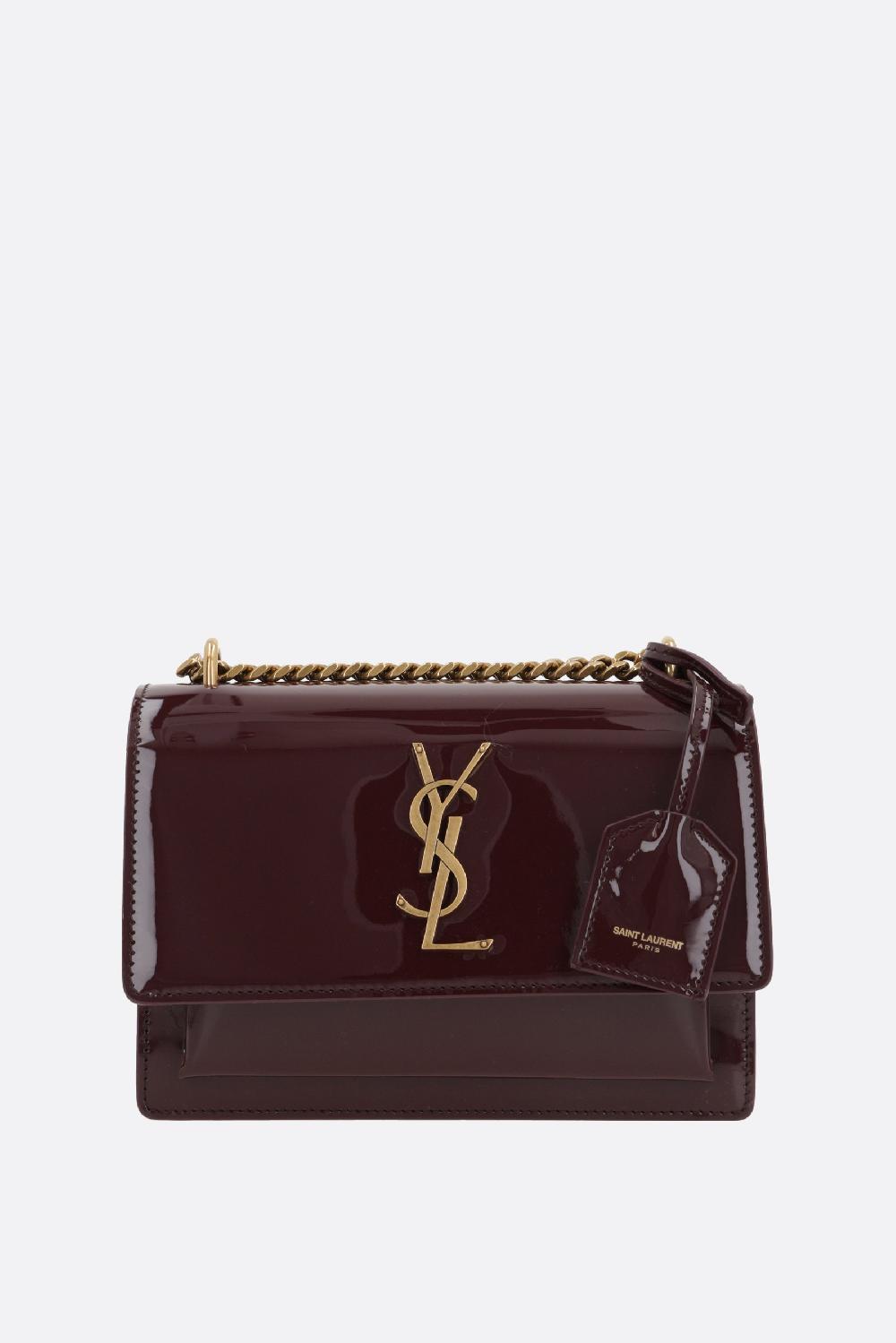 SAINT LAURENT borsa a spalla Sunset small in vernice Cyber Monday