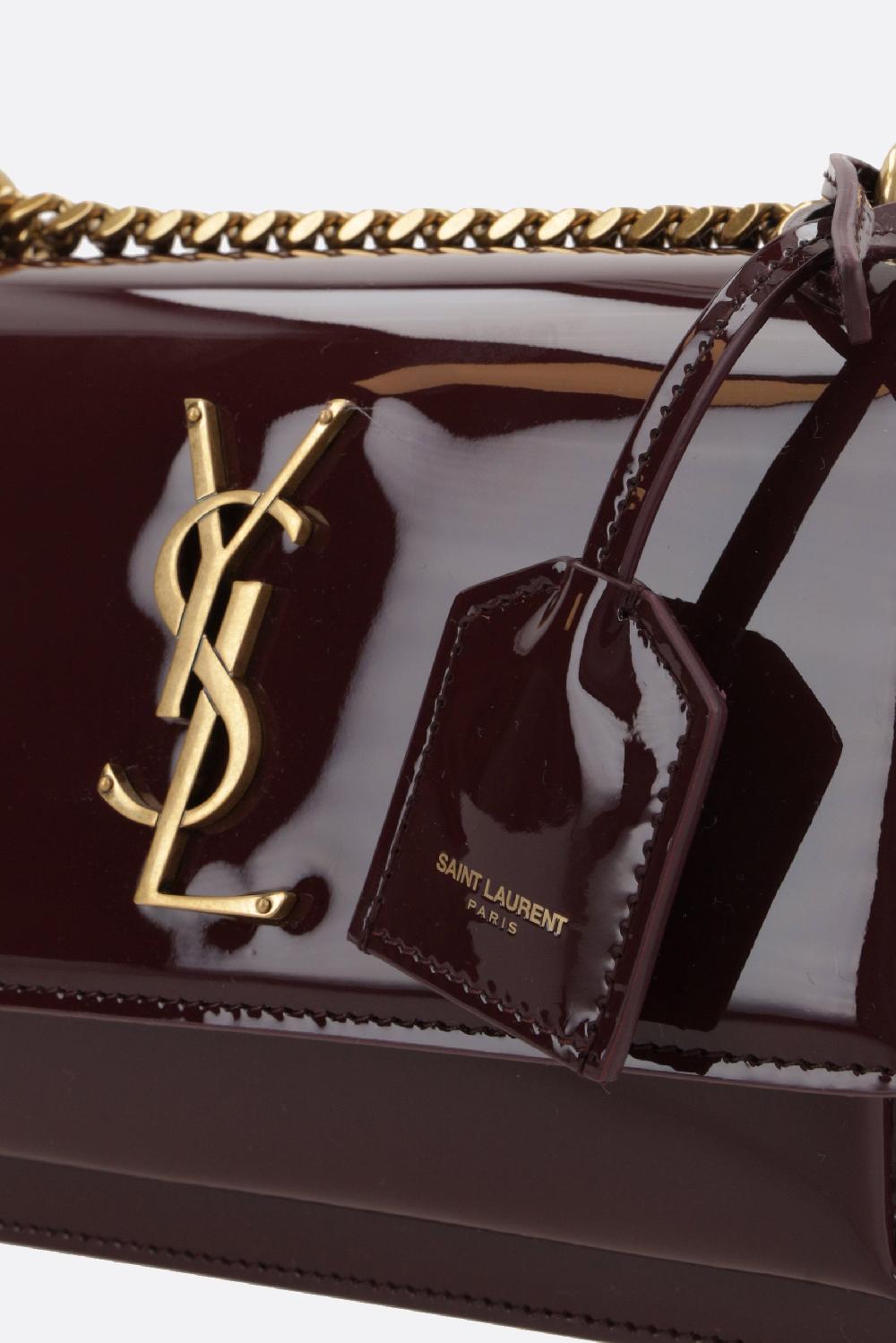 SAINT LAURENT borsa a spalla Sunset small in vernice Cyber Monday