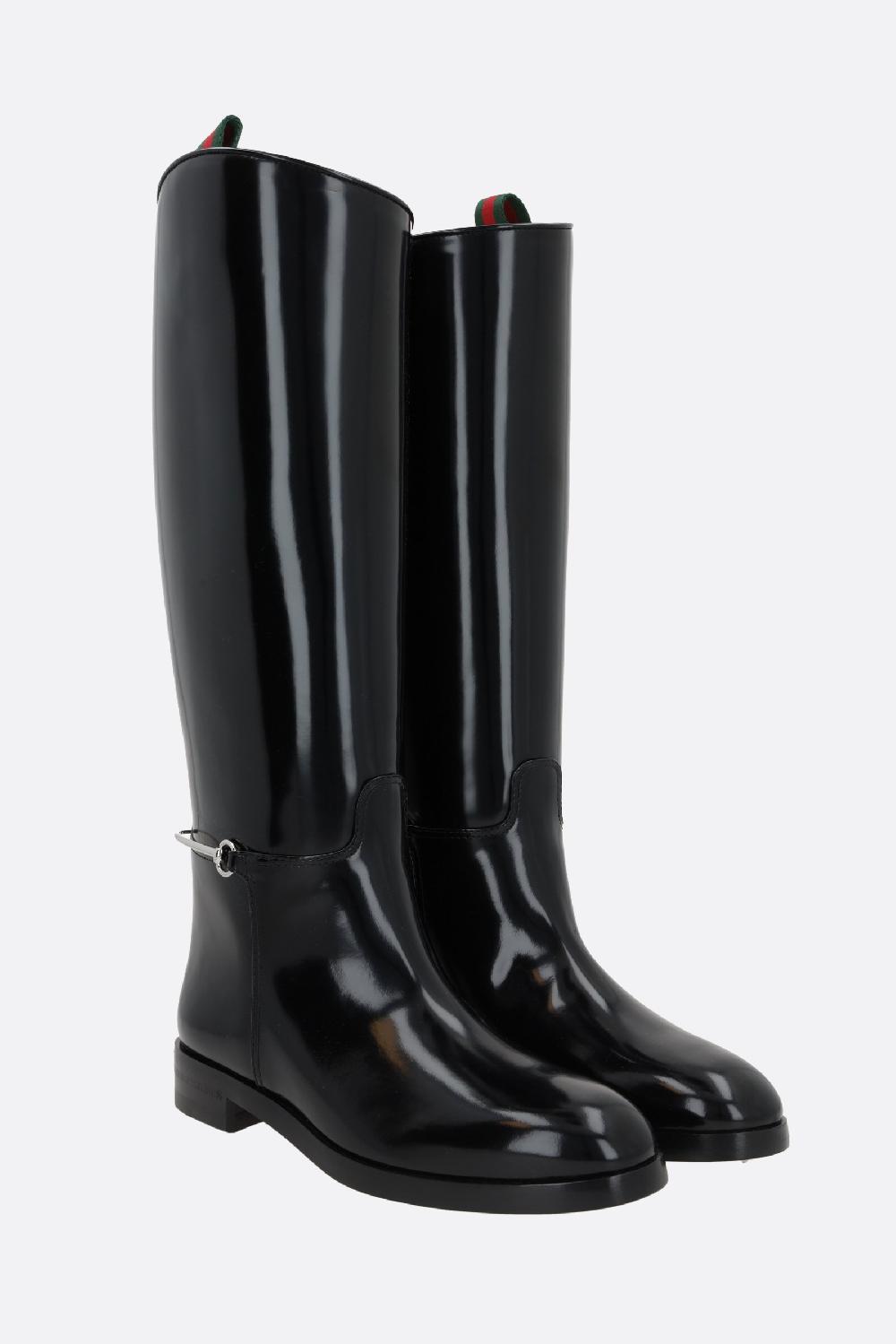 GUCCI stivale in pelle lucida con Morsetto Offerta Pasqua