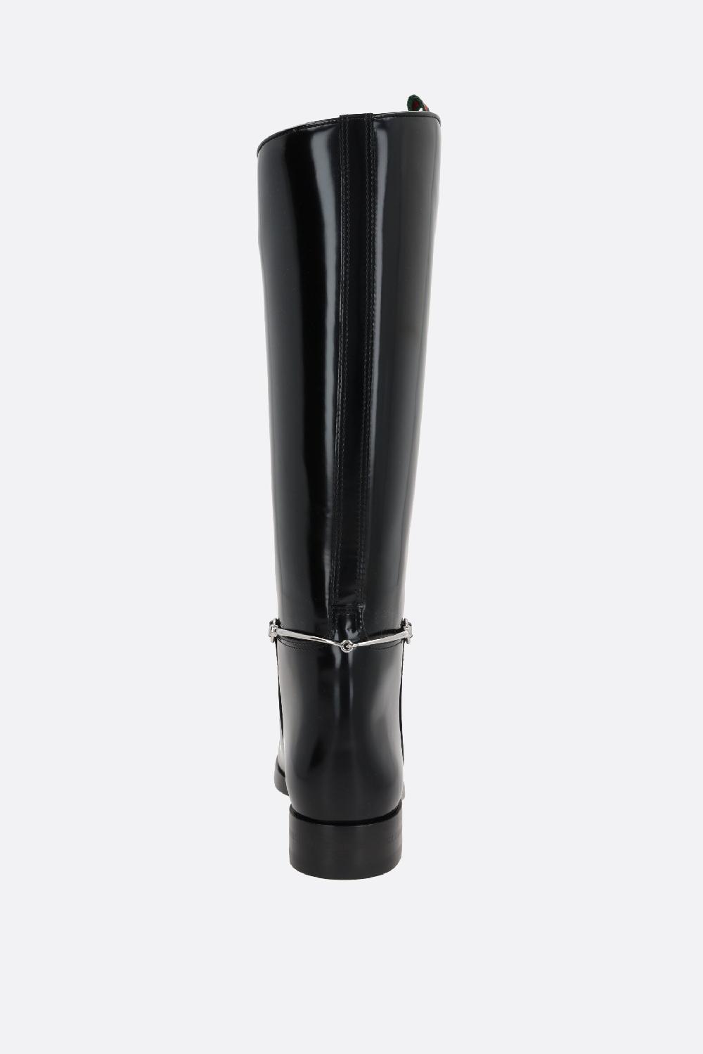 GUCCI stivale in pelle lucida con Morsetto Offerta Pasqua