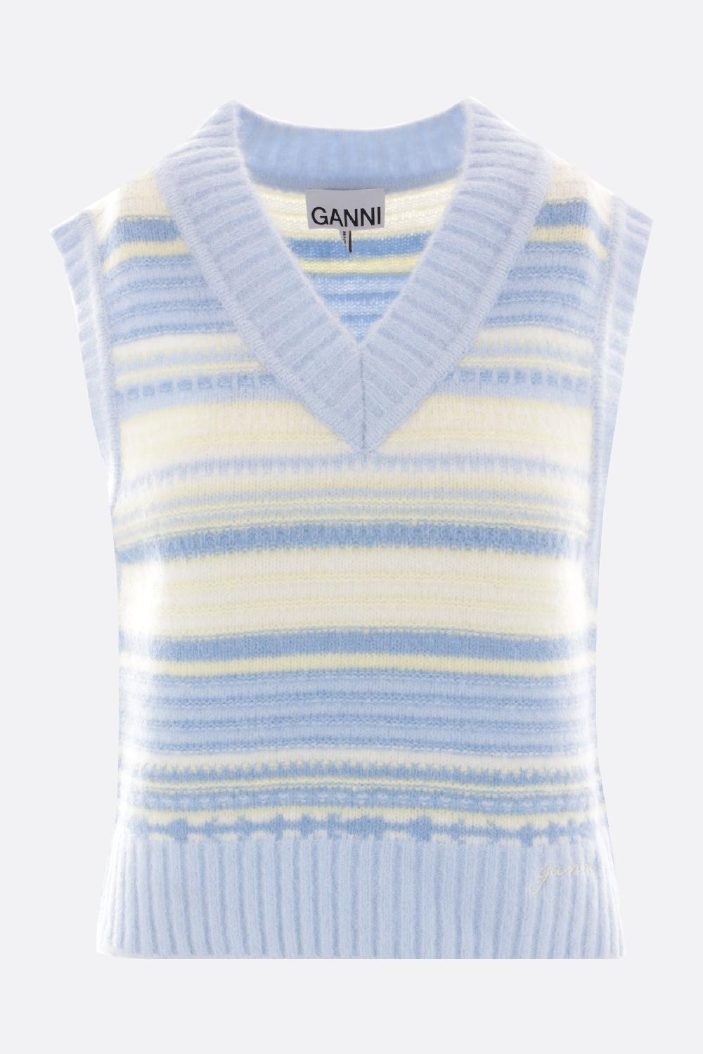 GANNI pullover smanicato in misto alpaca e lana Lightning offer