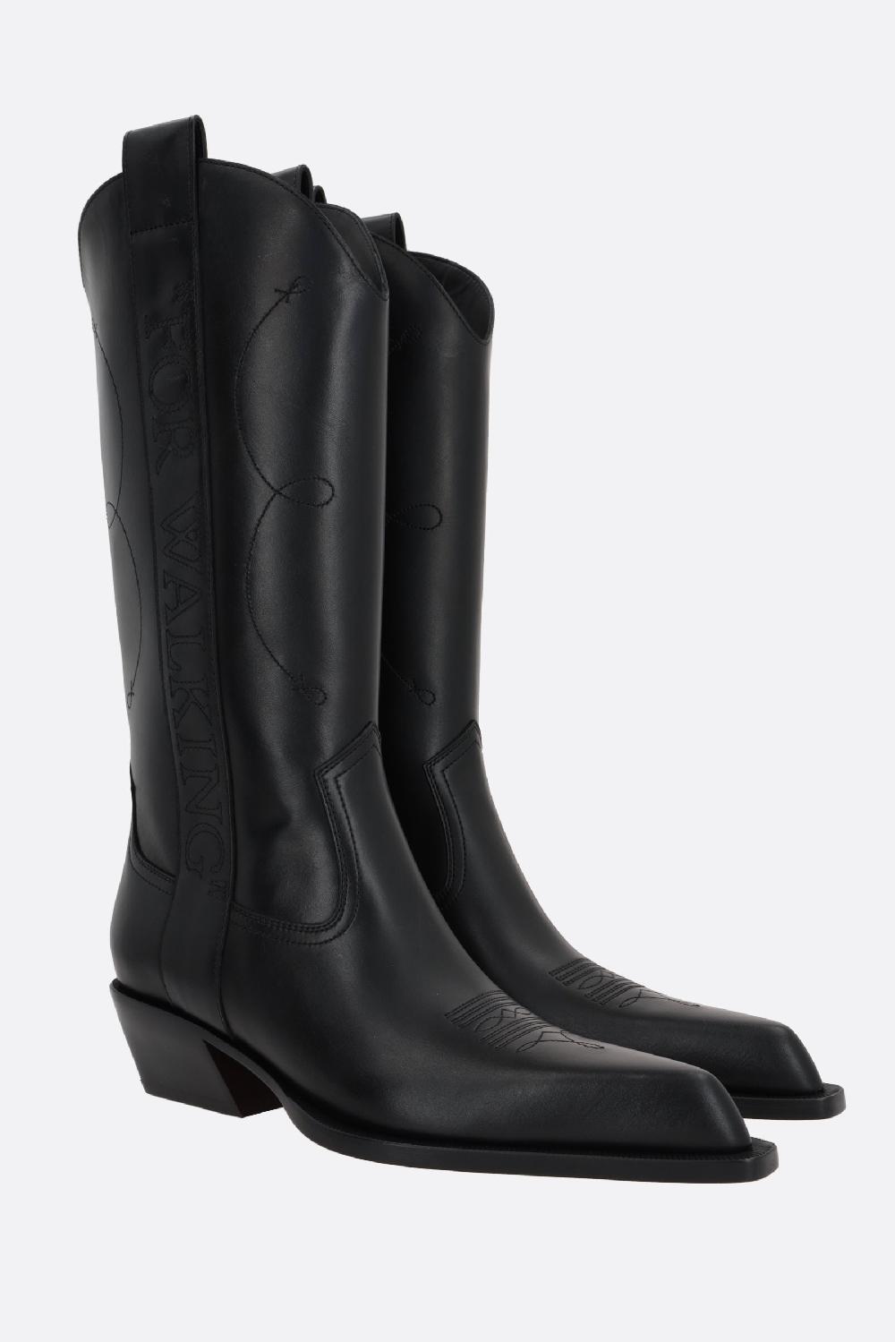 OFF WHITE stivale texano For Walking in pelle liscia Sconti VIP