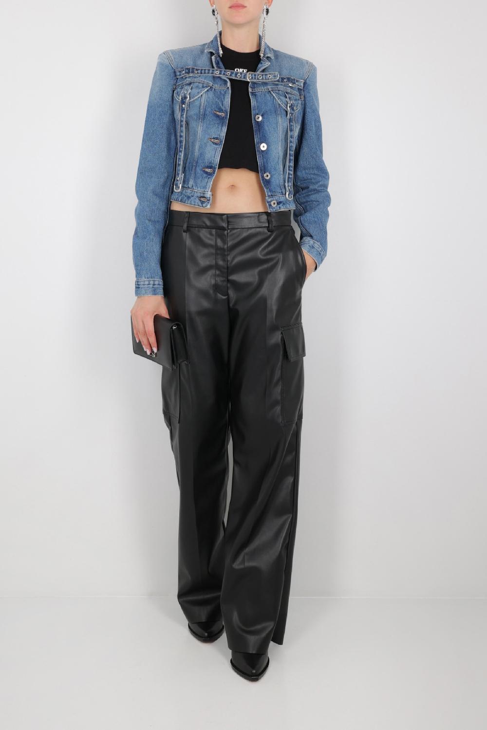 OFF WHITE giubbotto cargo cropped in denim Offerta settimanale