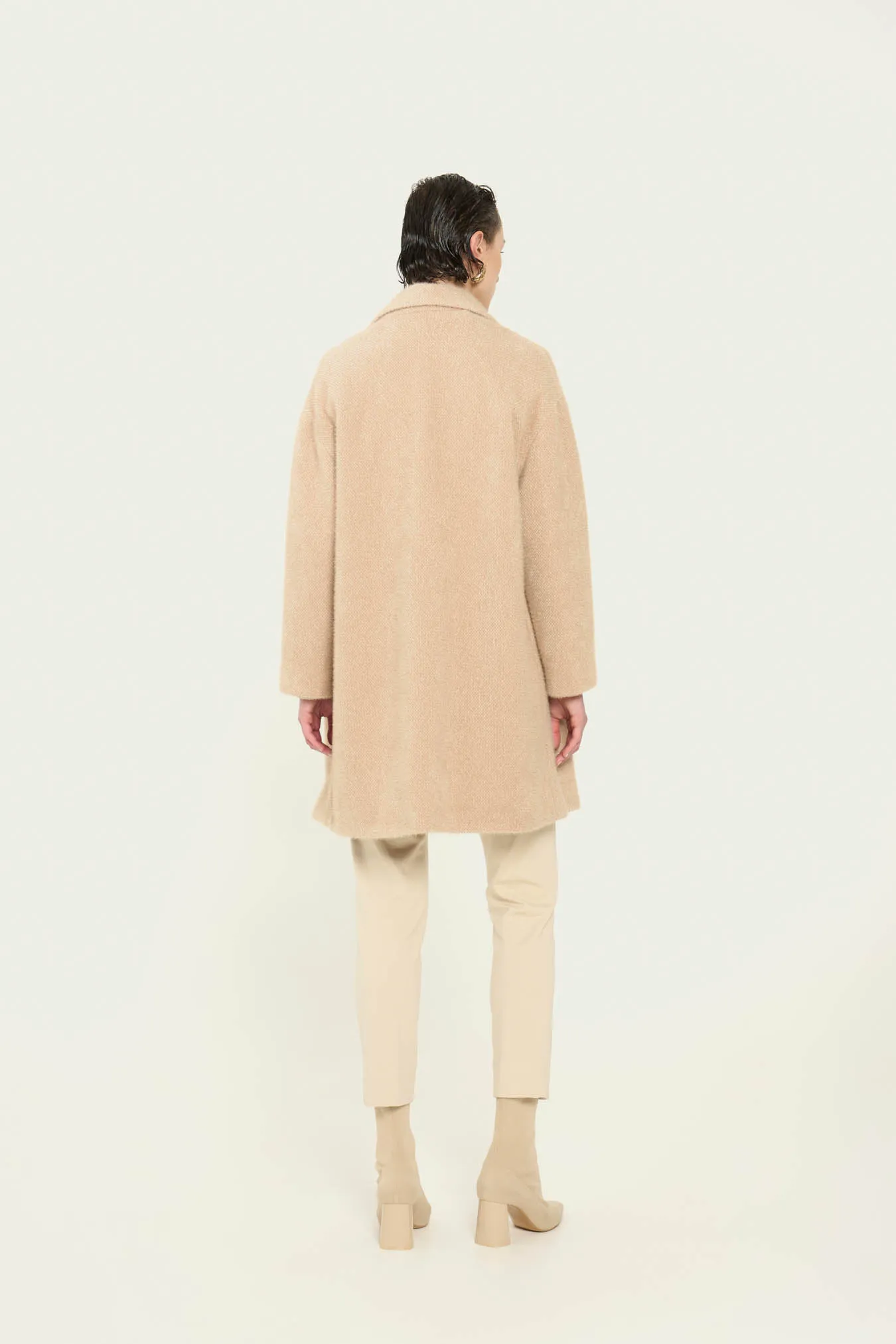 Vicario cinque Cappotto monopetto in panno beige Cesilia Novità