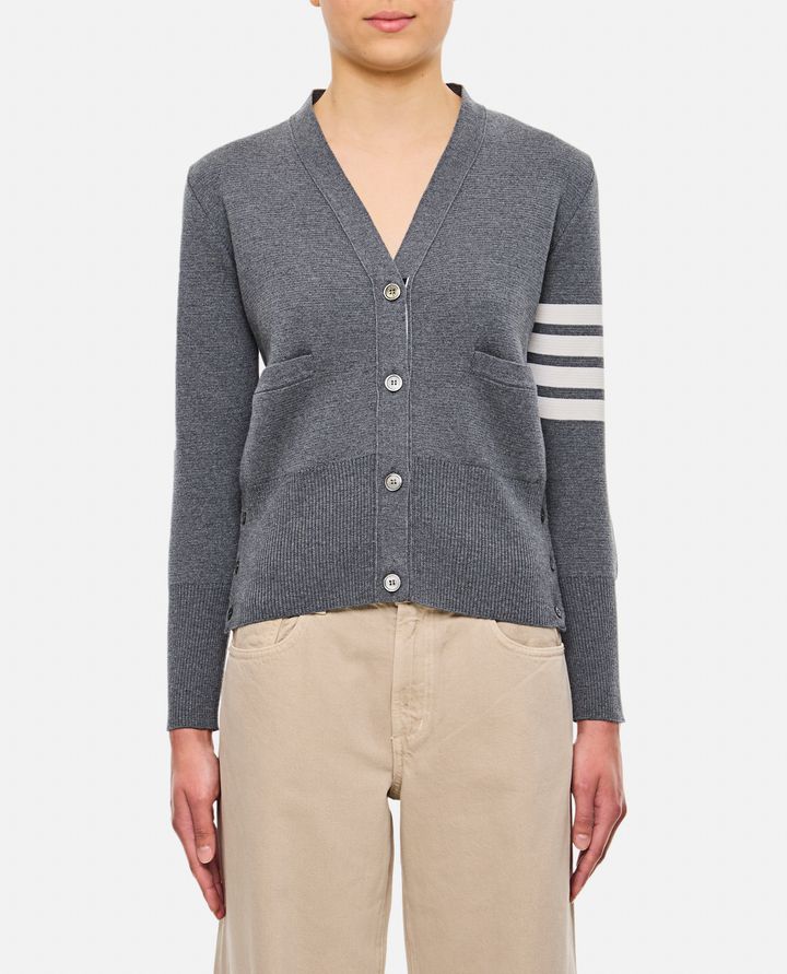 Thom Browne CARDIGAN MILANO CLASSIC SCOLLO A V GRIGIO DA DONNA - THOM BROWNE Esporta salva