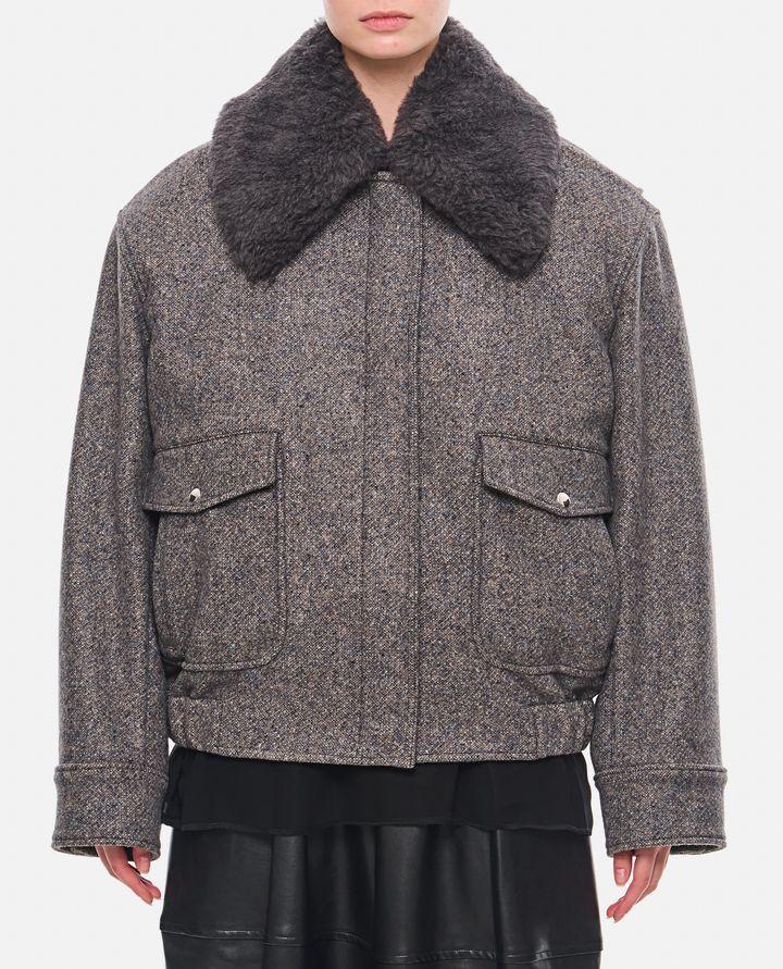 Stella McCartney GIACCA CON ZIP E PROFILI IN LANA TEDDY In Vendita