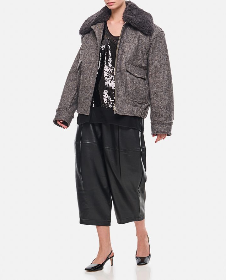 Stella McCartney GIACCA CON ZIP E PROFILI IN LANA TEDDY In Vendita