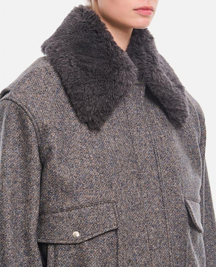 Stella McCartney GIACCA CON ZIP E PROFILI IN LANA TEDDY In Vendita