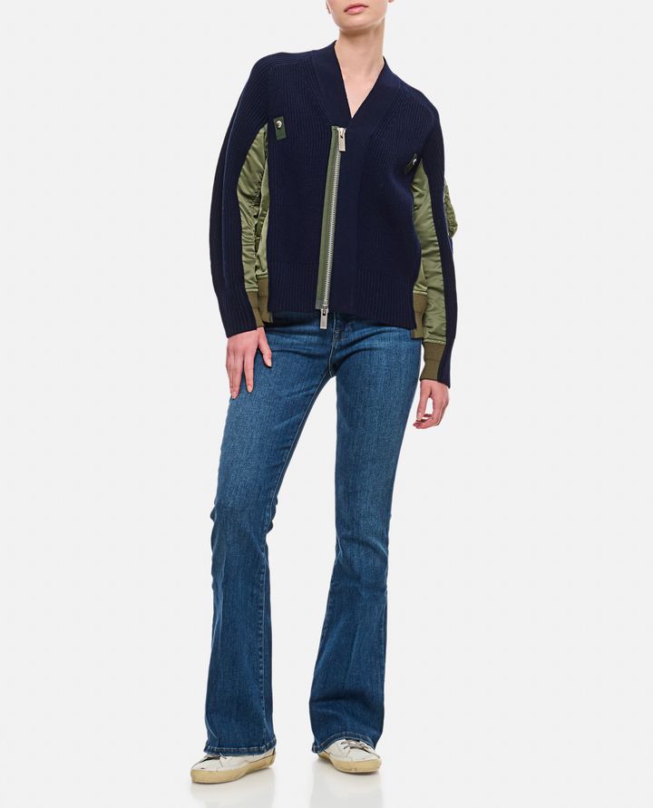 Sacai CARDIGAN IN LANA E TWILL DI NYLON Ultimi due giorni