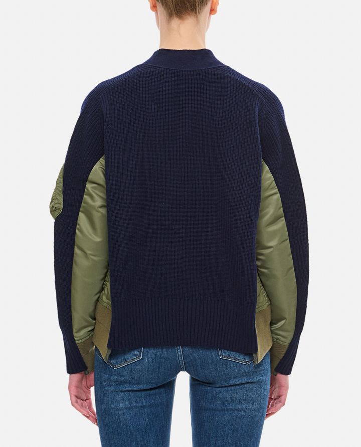 Sacai CARDIGAN IN LANA E TWILL DI NYLON Ultimi due giorni