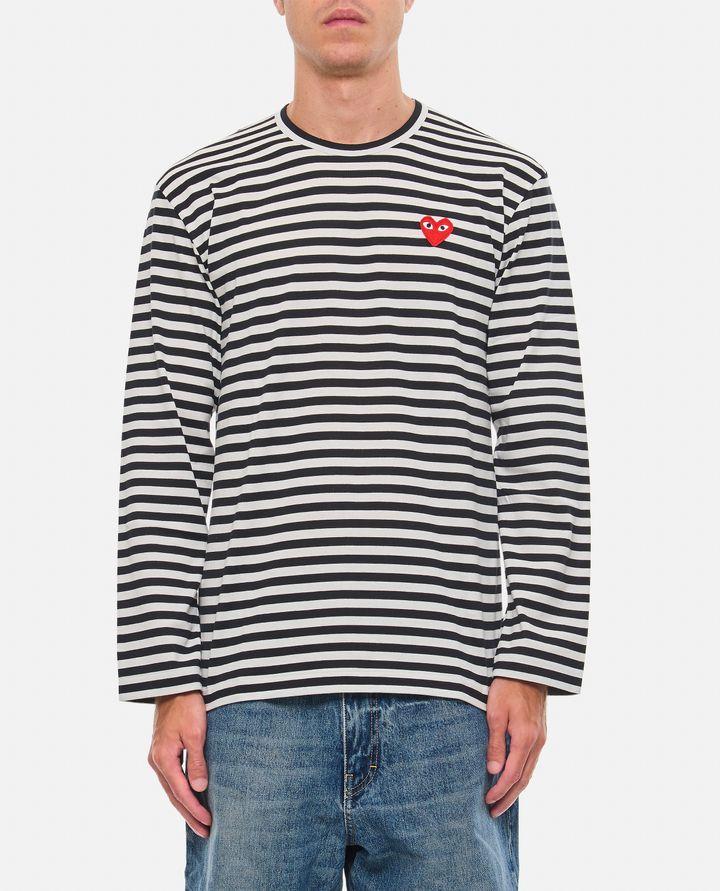 Comme Des Garçons Play MAGLIETTA A MANICHE LUNGHE A RIGHE CON LOGO Offerte