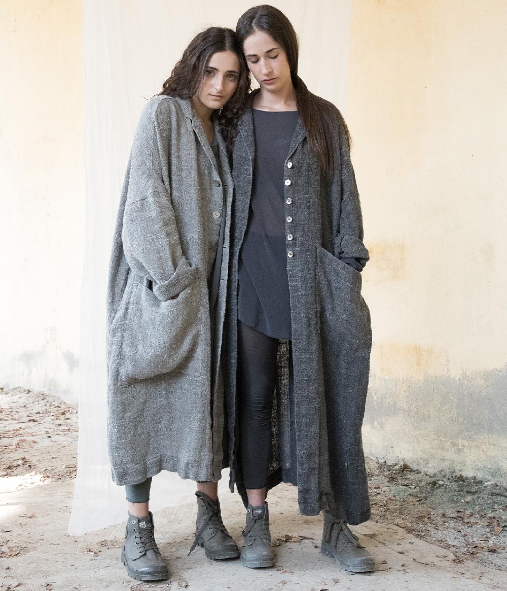 Album Di Famiglia art. 21S#45_18 LINEN LONG COAT (S – L) Prezzo Ridotto